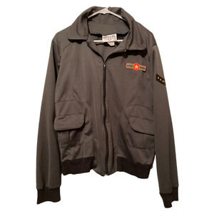 Charades‎ Womens 1940's General Eisenhower Costume Jacket Green Zip Up Sz Large